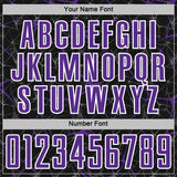 Custom Black Purple-White Abstract Network Crackle Sublimation Soccer Uniform Jersey