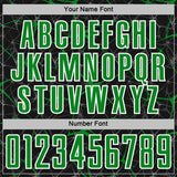 Custom Black Grass Green-White Abstract Network Crackle Sublimation Soccer Uniform Jersey