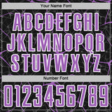 Custom Black Medium Purple-White Abstract Network Crackle Sublimation Soccer Uniform Jersey