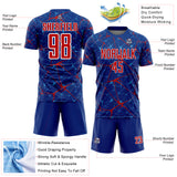 Custom Royal Red-White Abstract Network Crackle Sublimation Soccer Uniform Jersey