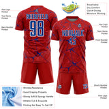 Custom Red Royal-White Abstract Network Crackle Sublimation Soccer Uniform Jersey