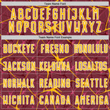 Custom Burgundy Gold-White Abstract Network Crackle Sublimation Soccer Uniform Jersey