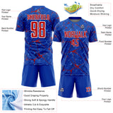 Custom Thunder Blue Red-White Abstract Network Crackle Sublimation Soccer Uniform Jersey