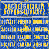 Custom Thunder Blue Yellow-White Abstract Network Crackle Sublimation Soccer Uniform Jersey