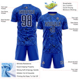 Custom Thunder Blue Navy-White Abstract Network Crackle Sublimation Soccer Uniform Jersey