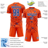 Custom Orange Royal-White Abstract Network Crackle Sublimation Soccer Uniform Jersey