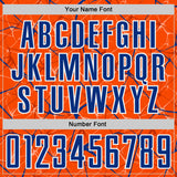 Custom Orange Royal-White Abstract Network Crackle Sublimation Soccer Uniform Jersey