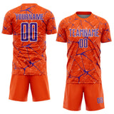Custom Orange Purple-White Abstract Network Crackle Sublimation Soccer Uniform Jersey