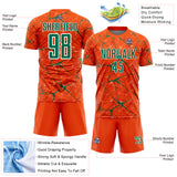 Custom Orange Kelly Green-White Abstract Network Crackle Sublimation Soccer Uniform Jersey