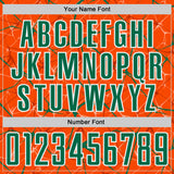 Custom Orange Kelly Green-White Abstract Network Crackle Sublimation Soccer Uniform Jersey
