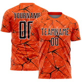 Custom Orange Brown-White Abstract Network Crackle Sublimation Soccer Uniform Jersey