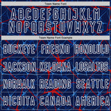 Custom Navy Red-White Abstract Network Crackle Sublimation Soccer Uniform Jersey