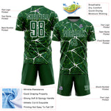 Custom Green-White Abstract Network Crackle Sublimation Soccer Uniform Jersey