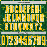 Custom Green Yellow-White Abstract Network Crackle Sublimation Soccer Uniform Jersey