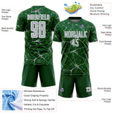 Custom Green Gray-White Abstract Network Crackle Sublimation Soccer Uniform Jersey