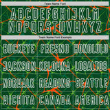 Custom Green Orange-White Abstract Network Crackle Sublimation Soccer Uniform Jersey