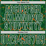 Custom Green Orange-White Abstract Network Crackle Sublimation Soccer Uniform Jersey