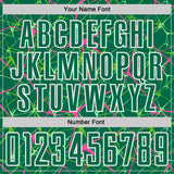 Custom Kelly Green Pink-White Abstract Network Crackle Sublimation Soccer Uniform Jersey