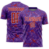Custom Purple Red-White Abstract Network Crackle Sublimation Soccer Uniform Jersey