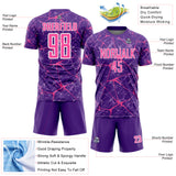 Custom Purple Pink-White Abstract Network Crackle Sublimation Soccer Uniform Jersey