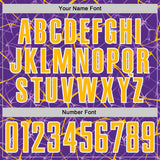 Custom Purple Gold-White Abstract Network Crackle Sublimation Soccer Uniform Jersey