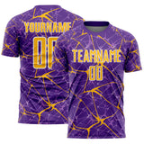 Custom Purple Gold-White Abstract Network Crackle Sublimation Soccer Uniform Jersey