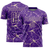Custom Purple-Cream Abstract Network Crackle Sublimation Soccer Uniform Jersey
