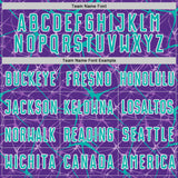 Custom Purple Aqua-White Abstract Network Crackle Sublimation Soccer Uniform Jersey