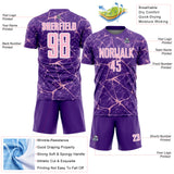 Custom Purple Light Pink-White Abstract Network Crackle Sublimation Soccer Uniform Jersey