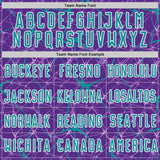 Custom Purple Teal-White Abstract Network Crackle Sublimation Soccer Uniform Jersey