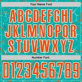 Custom Aqua Orange-White Abstract Network Crackle Sublimation Soccer Uniform Jersey