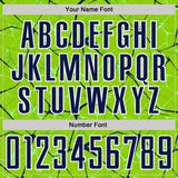 Custom Neon Green Navy-White Abstract Network Crackle Sublimation Soccer Uniform Jersey