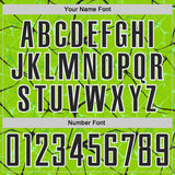 Custom Neon Green Black-White Abstract Network Crackle Sublimation Soccer Uniform Jersey