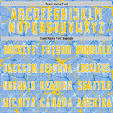 Custom Light Blue Yellow-White Abstract Network Crackle Sublimation Soccer Uniform Jersey