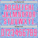 Custom Light Blue Pink-White Abstract Network Crackle Sublimation Soccer Uniform Jersey