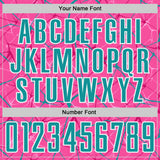 Custom Pink Teal-White Abstract Network Crackle Sublimation Soccer Uniform Jersey