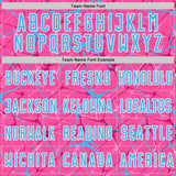 Custom Pink Sky Blue-White Abstract Network Crackle Sublimation Soccer Uniform Jersey