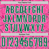 Custom Pink Kelly Green-White Abstract Network Crackle Sublimation Soccer Uniform Jersey