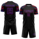 Custom Black Royal-Red Digital Camo Raglan Sleeves Sublimation Soccer Uniform Jersey