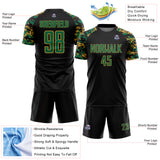 Custom Black Kelly Green-Old Gold Digital Camo Raglan Sleeves Sublimation Soccer Uniform Jersey