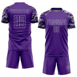 Custom Purple Black-Gray Digital Camo Raglan Sleeves Sublimation Soccer Uniform Jersey