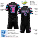 Custom Black Pink Sky Blue-White Digital Camo Raglan Sleeves Sublimation Soccer Uniform Jersey