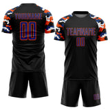 Custom Black Royal Orange-White Digital Camo Raglan Sleeves Sublimation Soccer Uniform Jersey