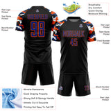 Custom Black Royal Orange-White Digital Camo Raglan Sleeves Sublimation Soccer Uniform Jersey