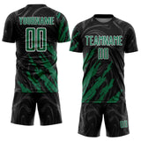 Custom Black Kelly Green-White Brush Stroke Splatter Liquid Swirl Sublimation Soccer Uniform Jersey