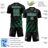 Custom Black Kelly Green-White Brush Stroke Splatter Liquid Swirl Sublimation Soccer Uniform Jersey