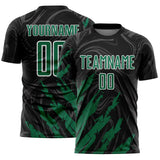 Custom Black Kelly Green-White Brush Stroke Splatter Liquid Swirl Sublimation Soccer Uniform Jersey