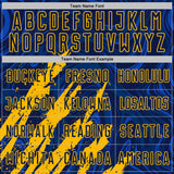 Custom Navy-Gold Brush Stroke Splatter Liquid Swirl Sublimation Soccer Uniform Jersey