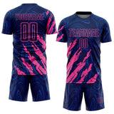 Custom Navy-Pink Brush Stroke Splatter Liquid Swirl Sublimation Soccer Uniform Jersey