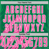 Custom Kelly Green Pink-White Brush Stroke Splatter Liquid Swirl Sublimation Soccer Uniform Jersey